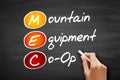 MEC - Mountain Equipment Co-Op acronym, concept on blackboard