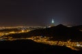 Mecca City view from Mount Nour. Night scene before sunrise. Mecca - Saudi Arabia: August 2018