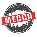 Mecca Israel Round Travel Stamp Icon Skyline City Design. Seal Badge Illustration Vector.