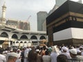 MECCA, SAUDI ARABIA,  August 2019 - Muslim pilgrims from all over the world gathered to perform Umrah or Hajj at the Haram Mosque Royalty Free Stock Photo