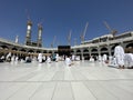Mecca Saudi Arabia - Al Kaaba in Al Haram mosque - Muslim pilgrims perform hajj and umra in Makkah