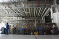 Workers cleaning taps where drinking water zam-zam