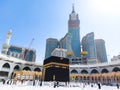 The Holy Kaaba Mecca - Pilgrims return to Masjid al-Haram in Makka for limited umrah as  coronavirus restrictions - face mask wear Royalty Free Stock Photo