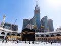 The Holy Kaaba Mecca - Pilgrims return to Masjid al-Haram in Makka for limited umrah as coronavirus restrictions - face mask wear