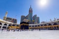 The Holy Kaaba Mecca - Pilgrims return to Masjid al-Haram in Makka for limited umrah as coronavirus restrictions - face mask wear