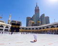 The Holy Kaaba Mecca - Pilgrims return to Masjid al-Haram in Makka for limited umrah as  coronavirus restrictions - face mask wear Royalty Free Stock Photo