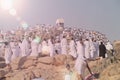 MECCA, SAUDI ARABIA, september 2016., Muslims at Mount Arafat or Jabal Rahmah in Saudi Arabia. This is the place where Adam and