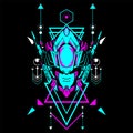 Mecha Head with sacred geometrical frame can use for tshirt design and more