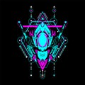 Mecha Head with sacred geometrical frame can use for tshirt design and more