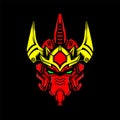 Mecha Head with sacred geometry and red color, can use for mascot logo, gaming logo, tshirt and more