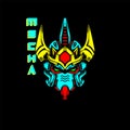 Mecha Head with text and neon color, can use for mascot logo, gaming logo, tshirt and more