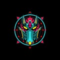 Mecha mask vector illustration for e sports logo or gaming mascot, robot head for t shirt printing, apparel or clothing line