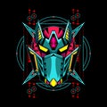 Mecha mask vector for e sports logo or gaming mascot, robot head for t shirt printing, apparel or clothing line