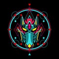 Mecha mask vector for e sports logo or gaming mascot, robot head for t shirt printing, apparel or clothing line