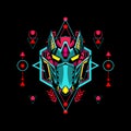 Mecha mask vector for e sports logo or gaming mascot, robot head for t shirt printing, apparel or clothing line