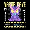 Mecha robot vaporwave theme with japanese letter, perfect for merchandise, hoodie, tshirt, etc Royalty Free Stock Photo