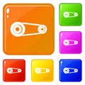 Mechanic belt icons set vector color