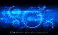 Mechanic blue vector background with gears. Digital engineering cogwheels concept