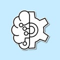Mechanic brain sticker icon. Simple thin line, outline vector of Artifical intelligence icons for ui and ux, website or mobile