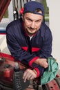 Mechanic Checking Engine Royalty Free Stock Photo