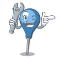 Mechanic clyster mascot cartoon style Royalty Free Stock Photo