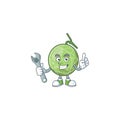 Mechanic design melon cartoon character for fruit logo Royalty Free Stock Photo