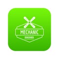 Mechanic engine icon green vector