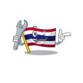 Mechanic flag thailand cartoon is hoisted on character pole