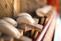 Mechanic hammers and strings inside old piano Royalty Free Stock Photo
