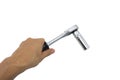 Mechanic hand hold spanner tool Royalty Free Stock Photo