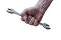 Mechanic hand hold spanner tool in hand Royalty Free Stock Photo