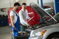 Mechanic inspection with manager Royalty Free Stock Photo