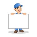 Mechanic Man Holding Blank Board Royalty Free Stock Photo