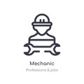 mechanic outline icon. isolated line vector illustration from professions & jobs collection. editable thin stroke mechanic icon on