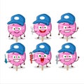 mechanic pink lolipop love cute mascot character with pliers