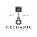 mechanic or piston logo vintage vector illustration template icon design. engineering service logo for company or garage business