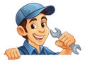 Mechanic Plumber Cartoon Wrench Spanner Handyman