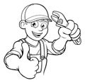 Mechanic or Plumber Handyman With Wrench Cartoon Royalty Free Stock Photo