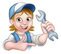 Mechanic or Plumber Woman Cartoon Character