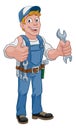 Mechanic Plumber Wrench Spanner Cartoon Handyman Royalty Free Stock Photo