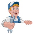 Mechanic Plumber Wrench Spanner Cartoon Handyman Royalty Free Stock Photo