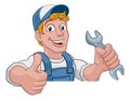 Mechanic Plumber Wrench Spanner Cartoon Handyman