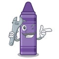 Mechanic purple crayon in a mascot bag