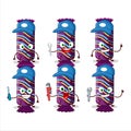 mechanic purple long candy package cute mascot character with pliers