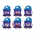 mechanic purple ring box cute mascot character with pliers