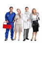 Mechanic, receptionist, doctor and hairdresser. Royalty Free Stock Photo