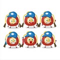 mechanic red bag chinese cute mascot character with pliers