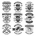 Mechanic and repair service set of vector emblems Royalty Free Stock Photo