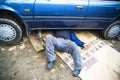 Mechanic repairing car