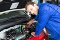 Mechanic repairing a car in a workshop or garage